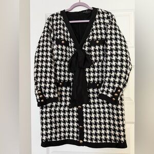 Tuckernuck x Pomander Place CoCo Tweed Bow Dress in Houndstooth size Large